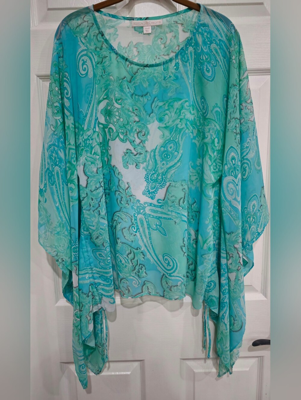 Boston Proper Turquoise & Aqua Paisley Tunic
